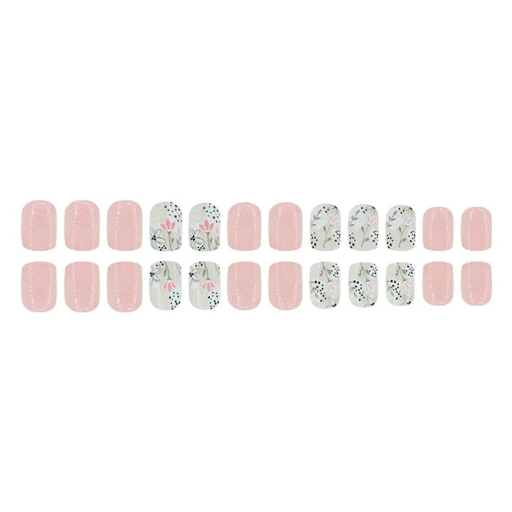 Artificial nail set with floral designs and elegant finish Stornfield