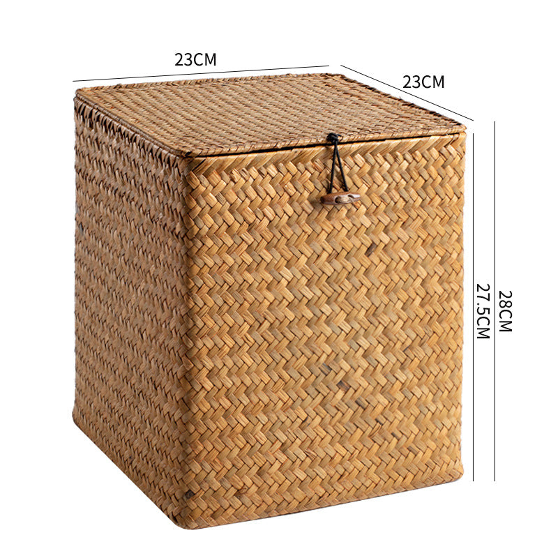 Unisex Rectangular Storage Basket with Lid made of Natural Material Stornfield