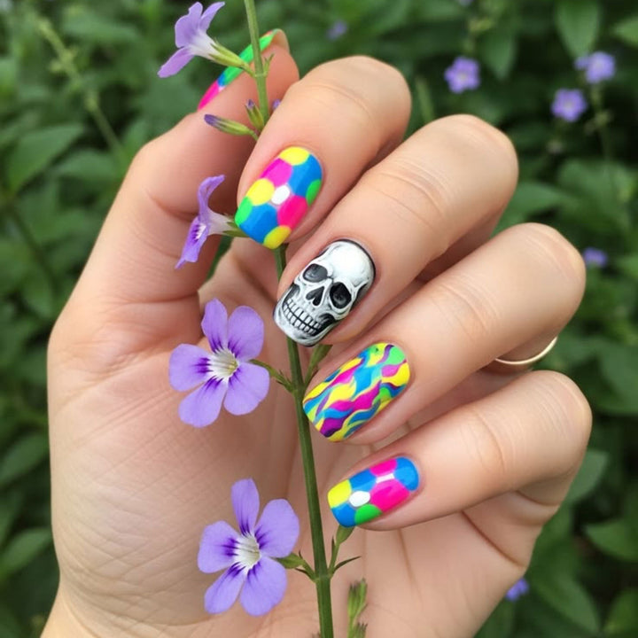 Skull-Themed Artistic Nail Art Set