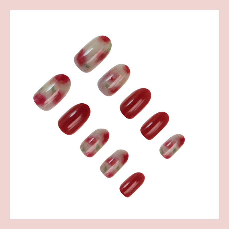 Nail art set with floral accents and glossy finish Stornfield