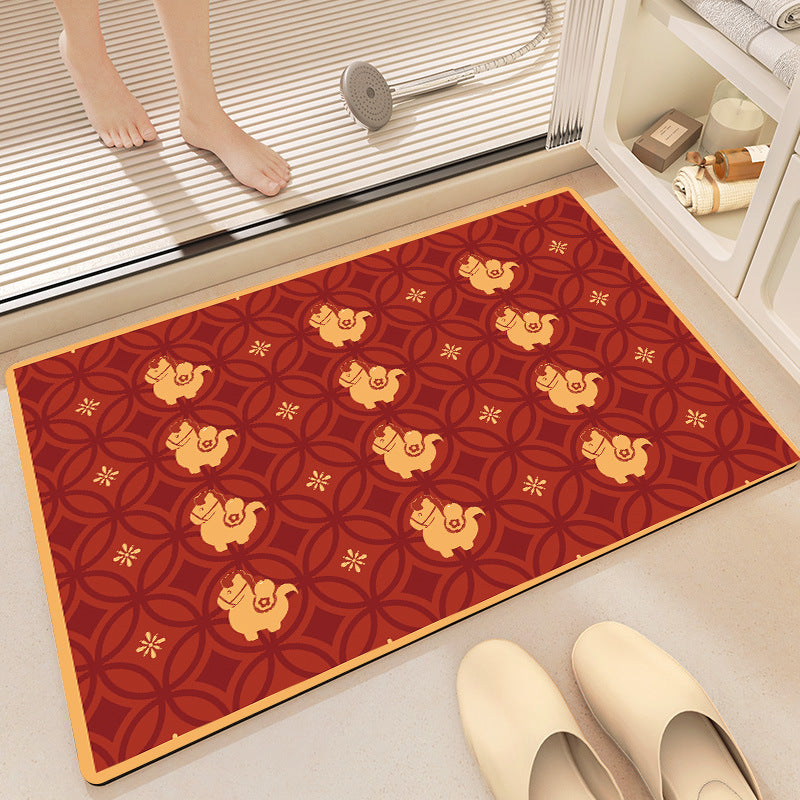 Playful Horse-Themed Memory Foam Bath Mat Stornfield