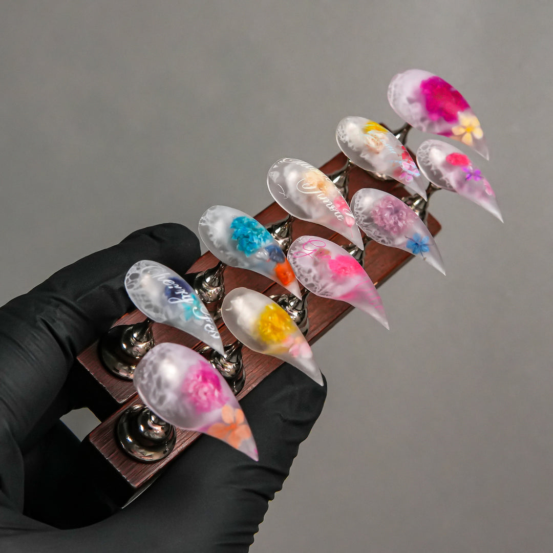 Stiletto Press-On Nail Enhancements with Gem Accents