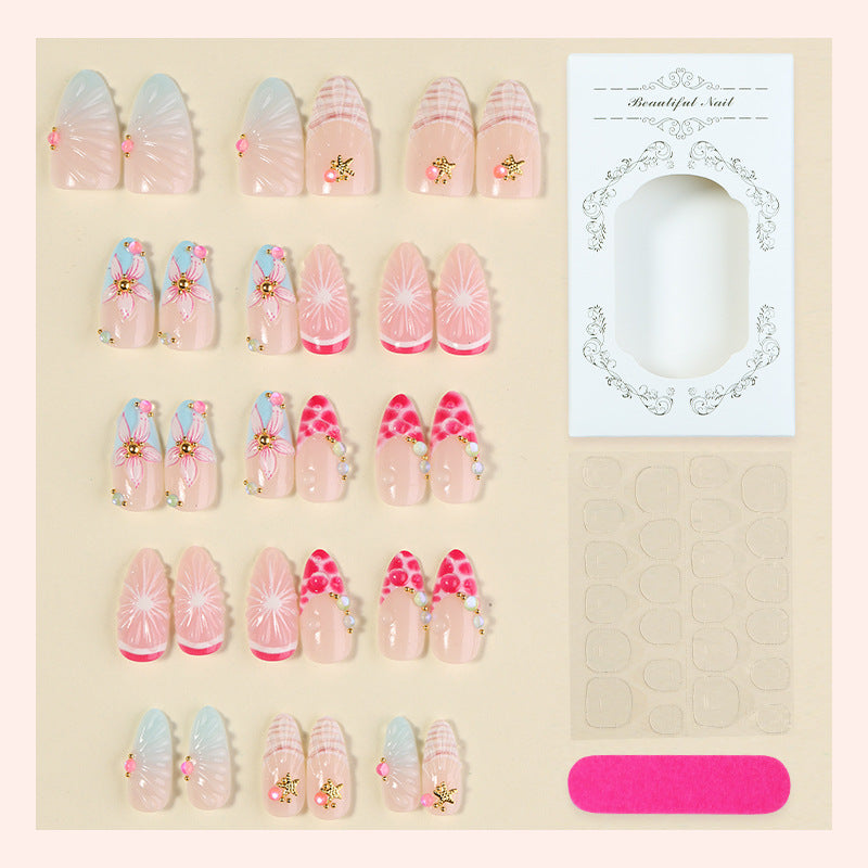 Artistic Press-On Nail Set with 3D Elements Stornfield