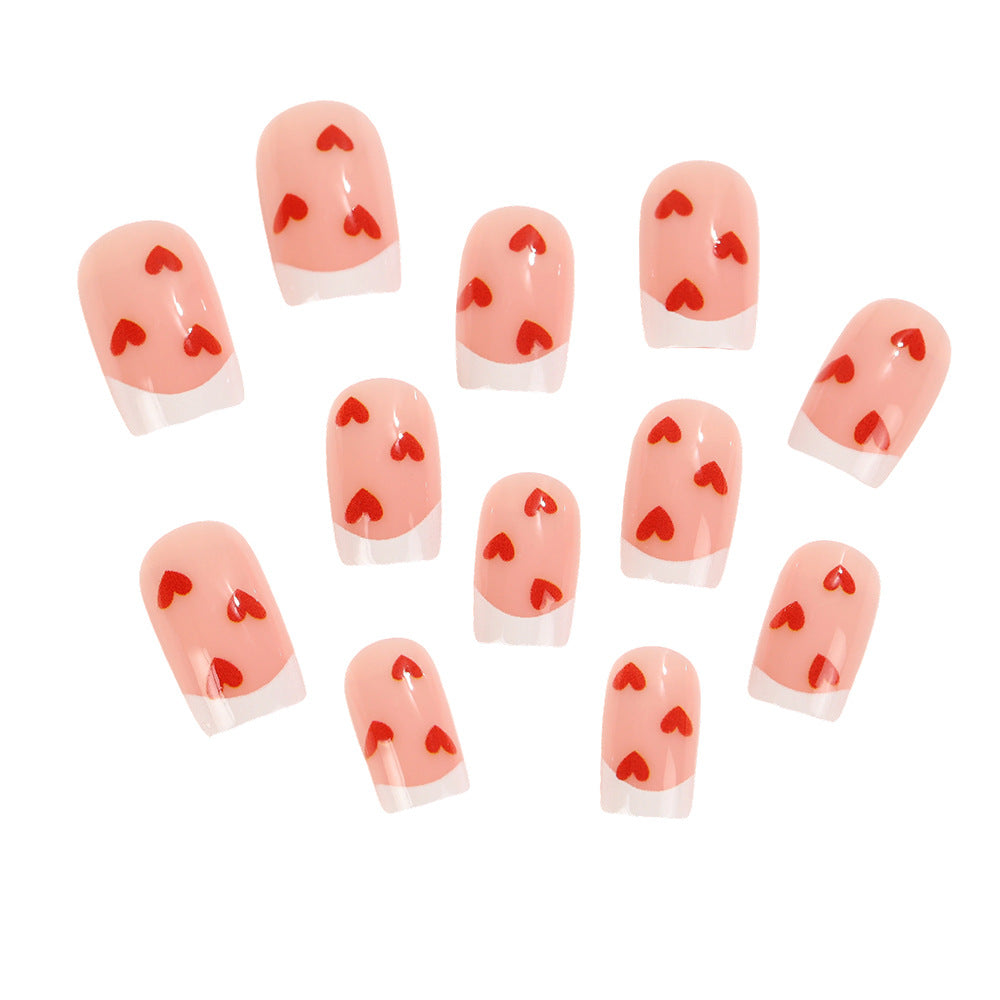 Artificial nails with romantic heart motifs Stornfield