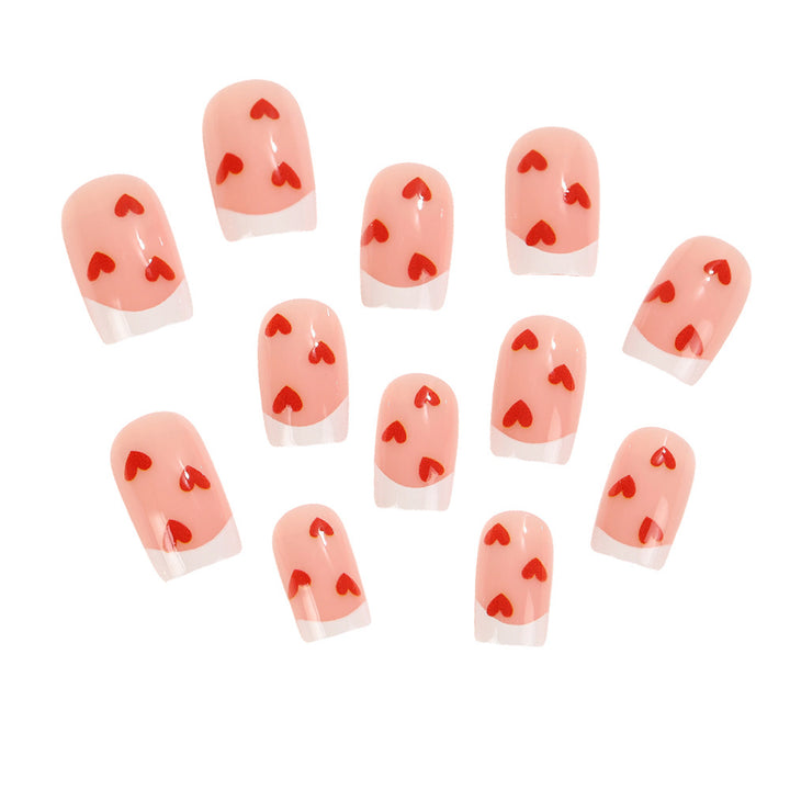 Artificial nails with romantic heart motifs Stornfield