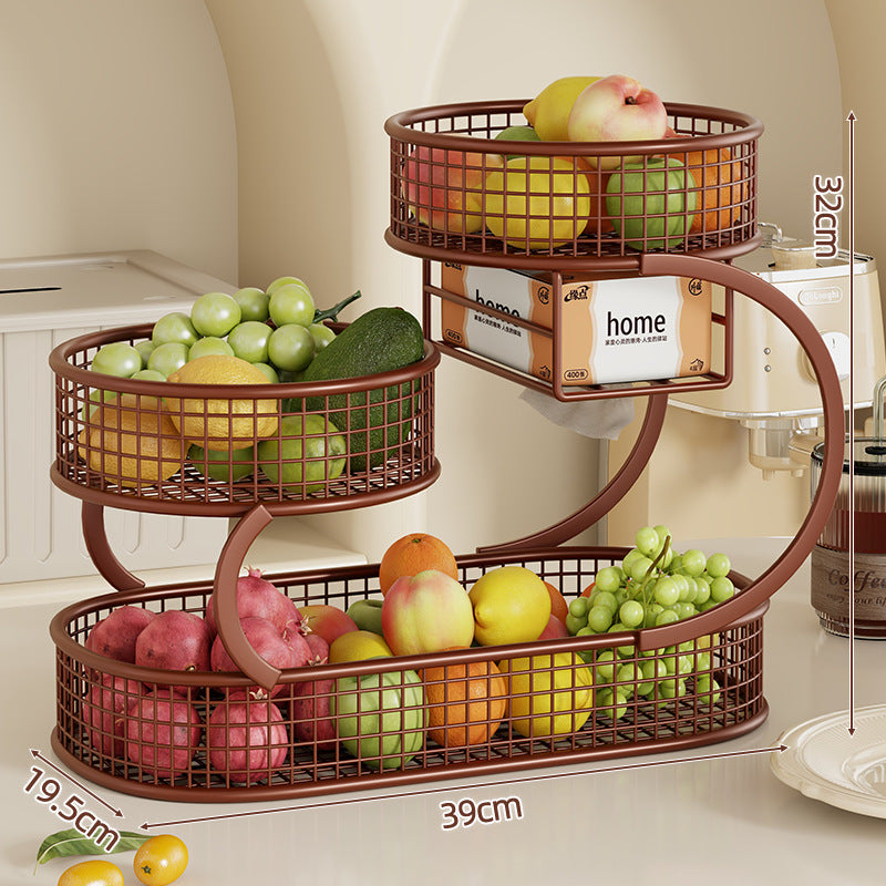 Three-Tier Metal Kitchen Fruit and Vegetable Storage Organizer