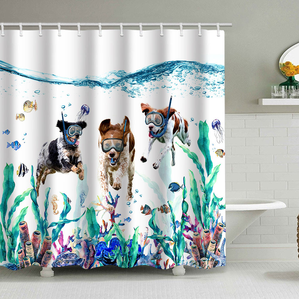 Artistic Dog Illustration Shower Curtain Stornfield