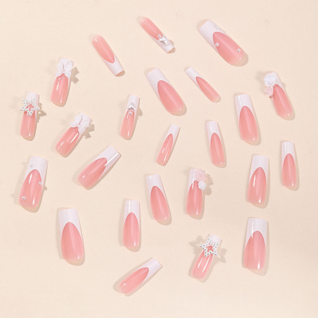 Artificial nail set with floral 3D decorations and elegant details Stornfield