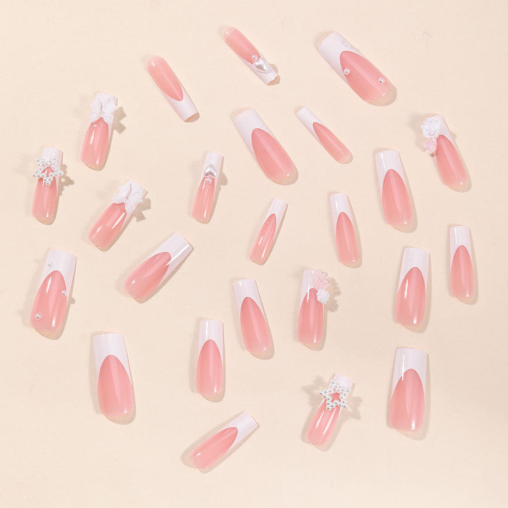 Artificial nail set with floral 3D decorations and elegant details Stornfield