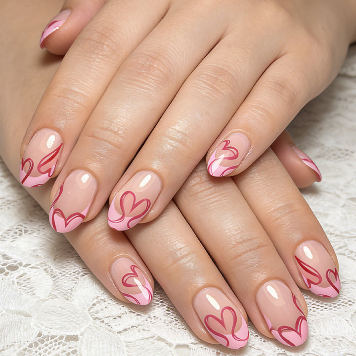 Romantic Heart-Designed Press-On Nails Stornfield
