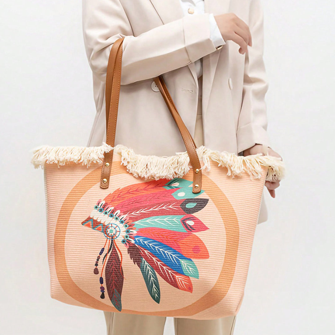 Beach bag with Unique Feather Design Stornfield