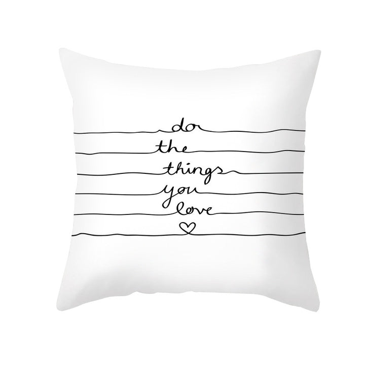 Square Cotton-Linen Decorative Throw Pillow Cover with Oversized HOME Typography Print and Concealed Zipper