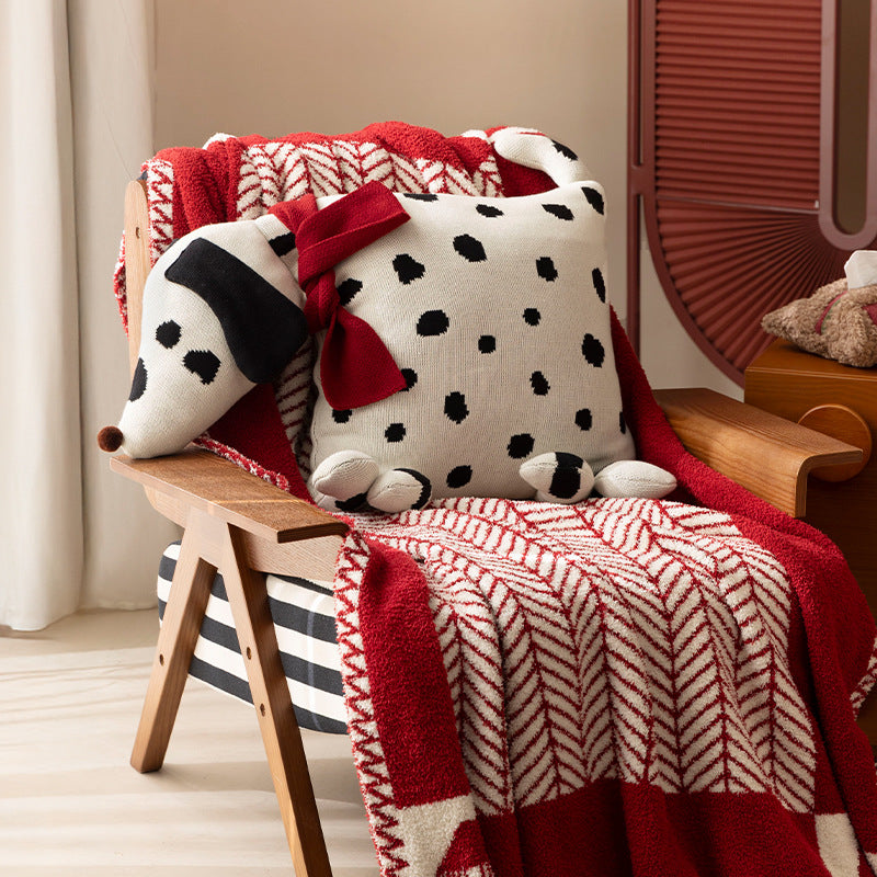 Decorative Dog Cushion Plush Cuddle Pillow with Dots
