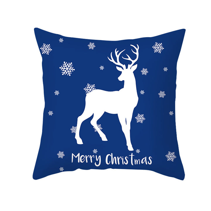 Festive Santa Silhouette Square Cushion Cover with Snowflake Border and Concealed Zipper