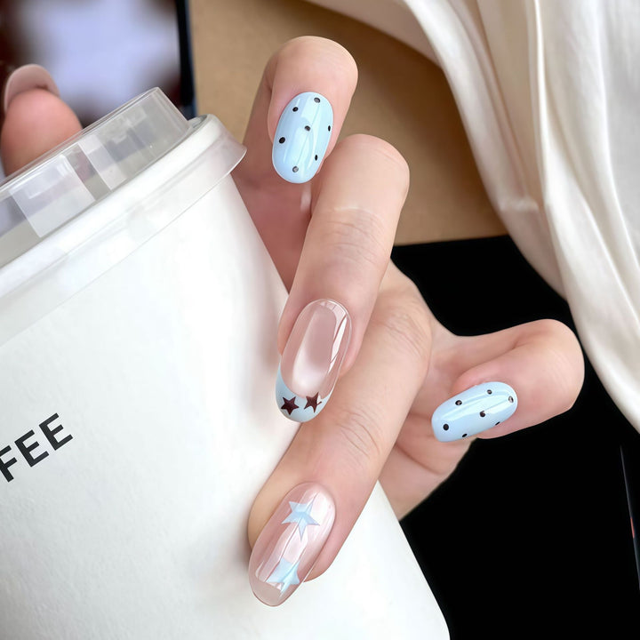 Artistic Star-Patterned Press-On Nail Art Stornfield