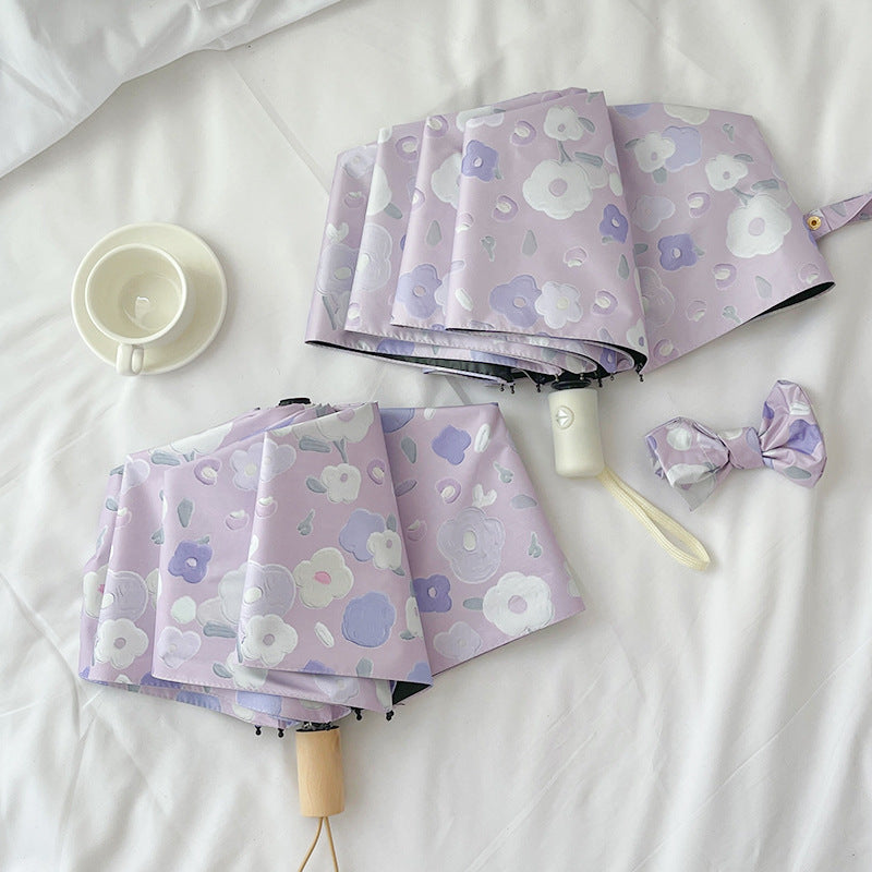 Women's Automatic Folding Umbrella with Floral Design and Practical Storage System Stornfield