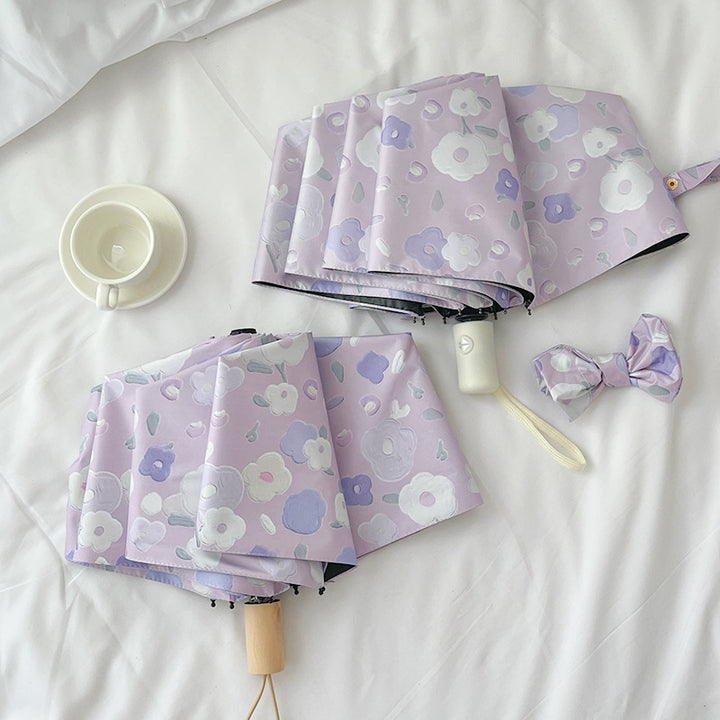 Women's Automatic Folding Umbrella with Floral Design and Practical Storage System Stornfield