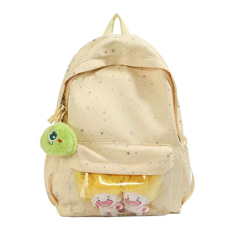 Backpack with Transparent Front Pocket and Cozy Stornfield Motif