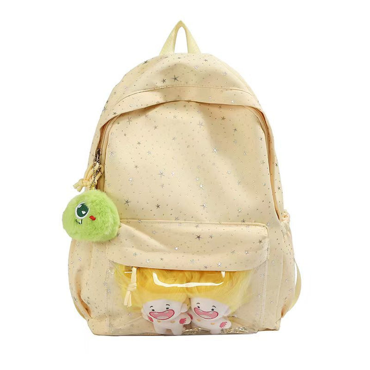 Backpack with Transparent Front Pocket and Cozy Stornfield Motif