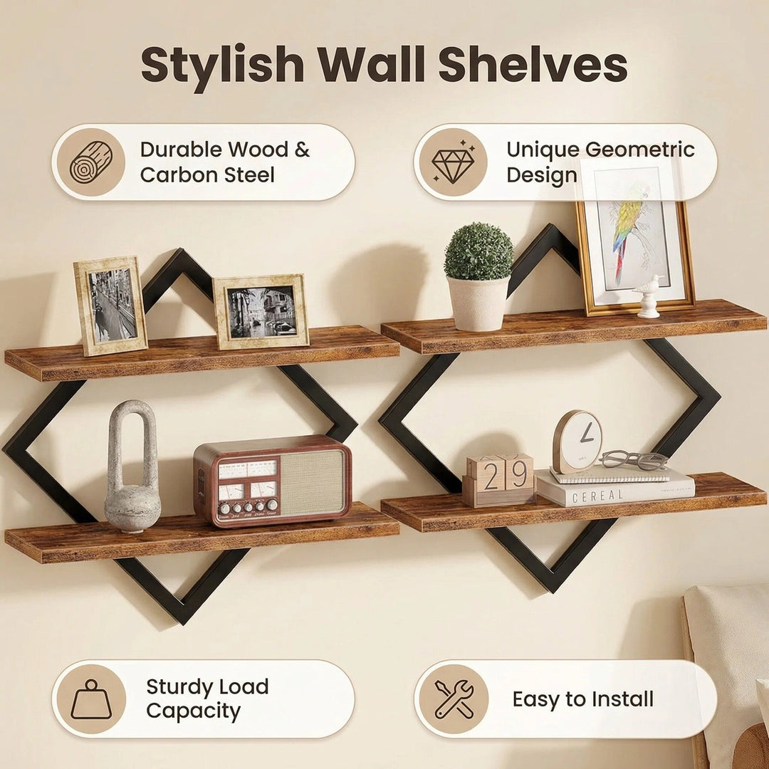 Wall shelf with modern zigzag design Stornfield