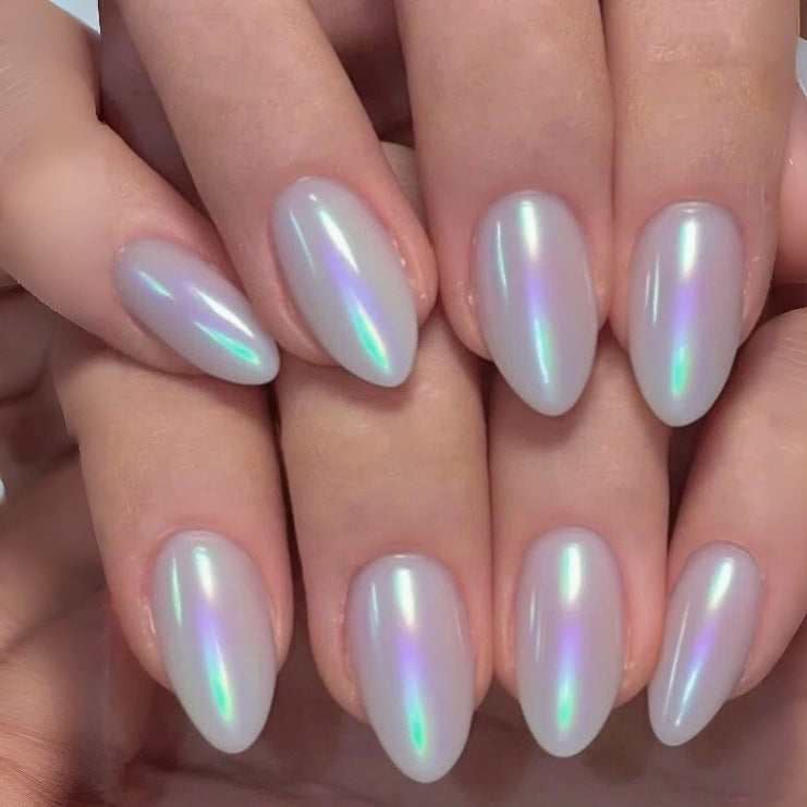Iridescent Almond-Shaped Press-On Nails Stornfield
