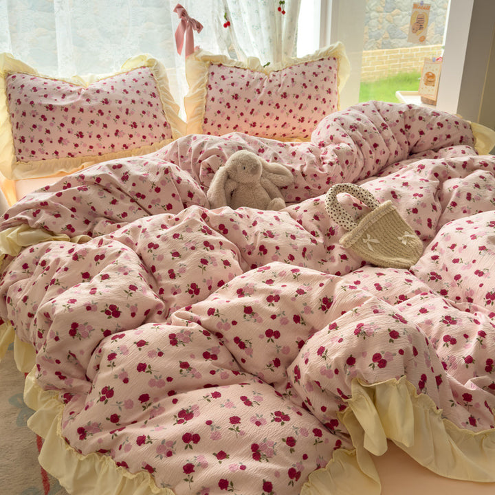 Floral Ruffled Bedding Comforter Set