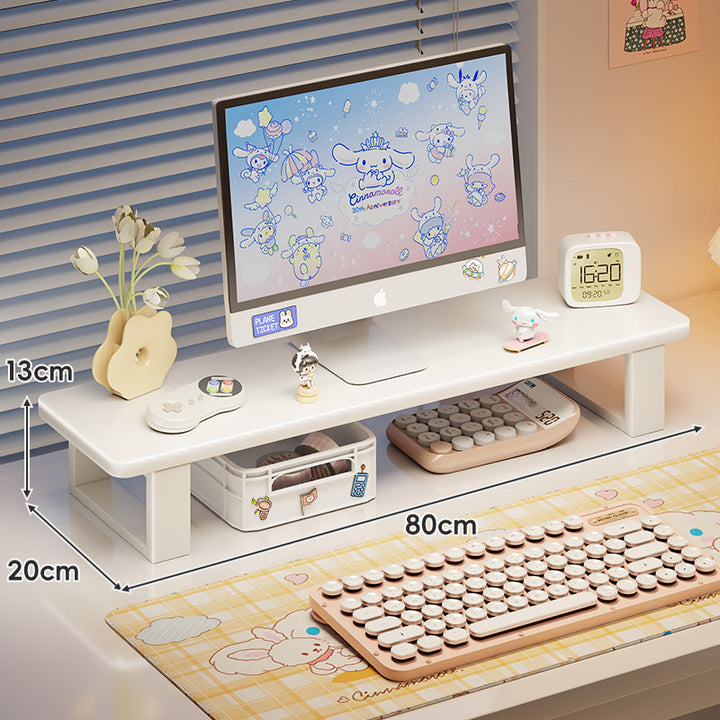 Bamboo Monitor Stand Riser with Under-Shelf Storage Organizer