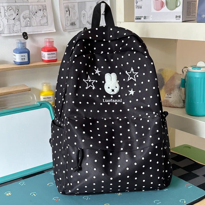 Polka Dot Backpack with Cute Character Accents Stornfield