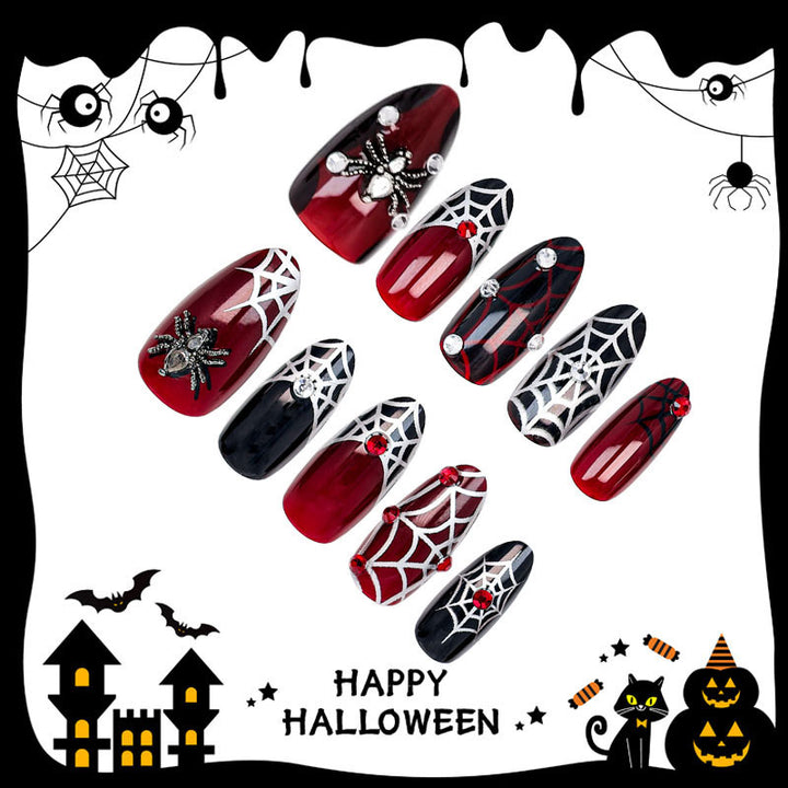 Halloween Artificial Nail Set with Spider and Web Designs Stornfield
