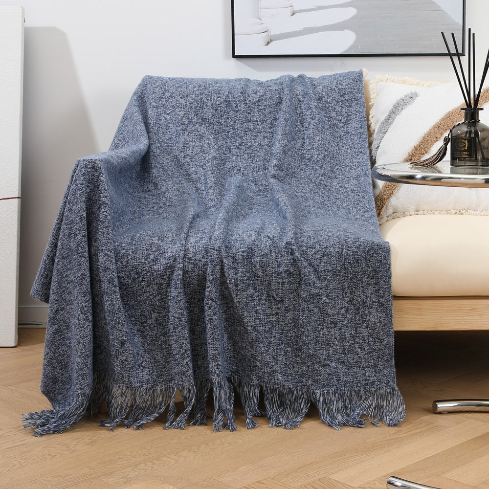 Textured Fringed Throw Blanket