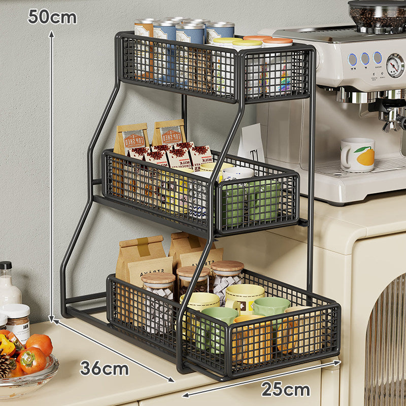 Three-Tier Metal Wire Countertop Kitchen Storage Organizer