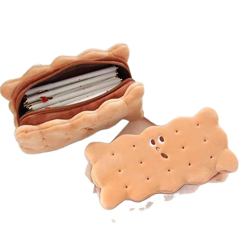 Plush Cookie-Shaped Pencil Case