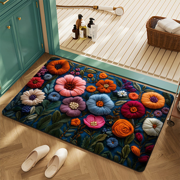 Floral Motif Bath Mat Stornfield