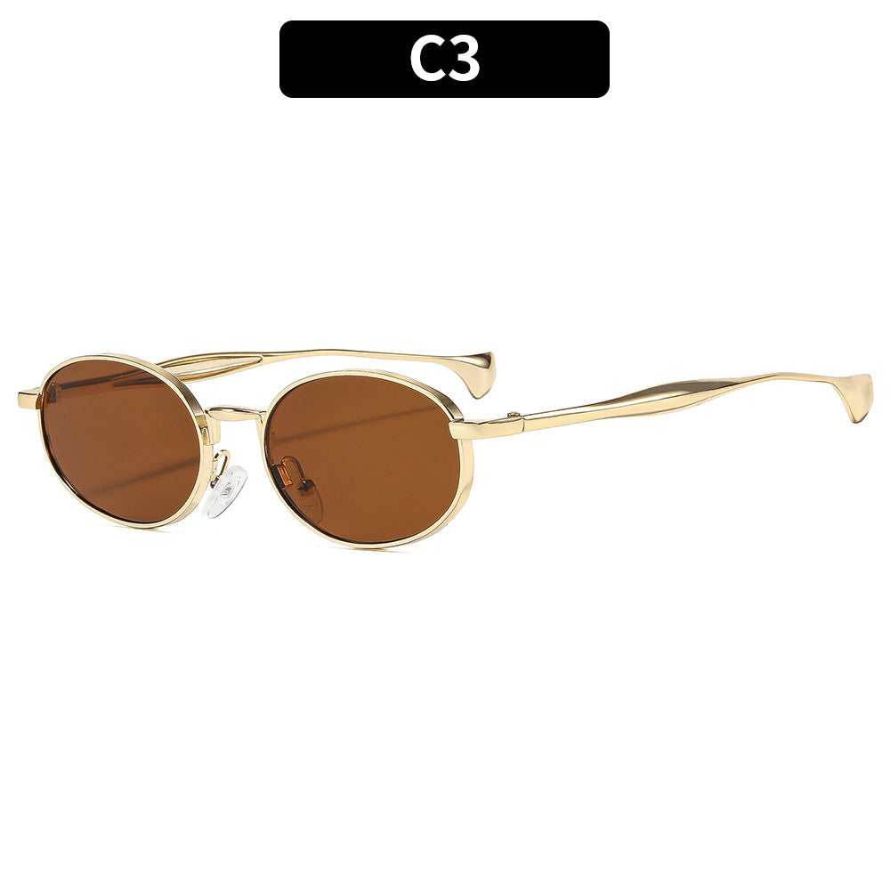Chic Gold-Toned Oval Sunglasses