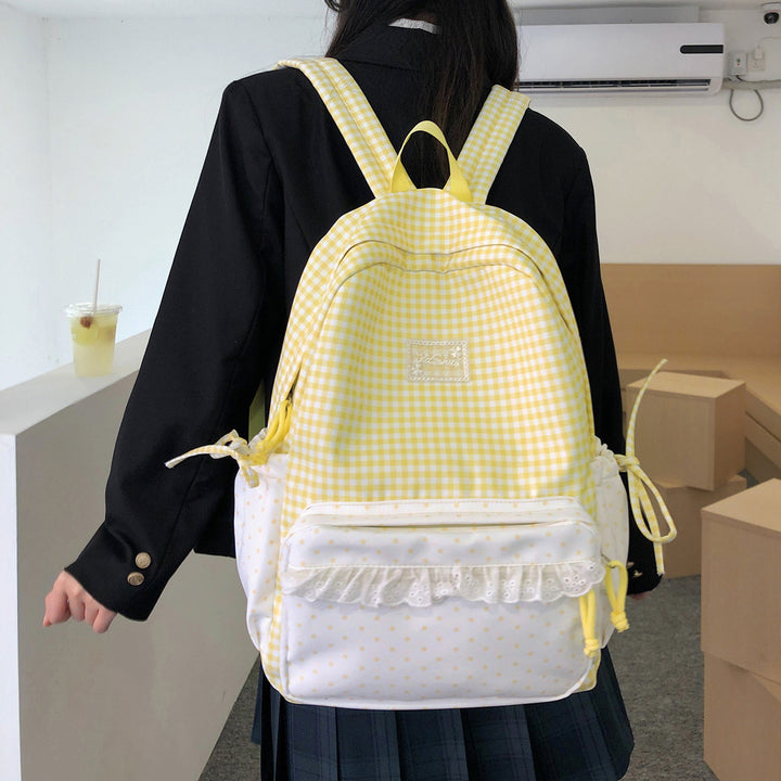 Playful Gingham and Polka Dot Backpack Stornfield