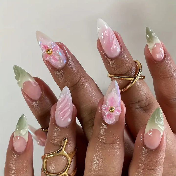 Artistic Floral 3D Press-On Nail Art Stornfield