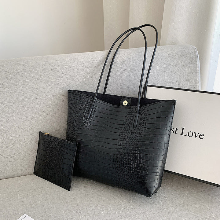 Crocodile-Embossed Tote Bag with Detachable Clutch Stornfield