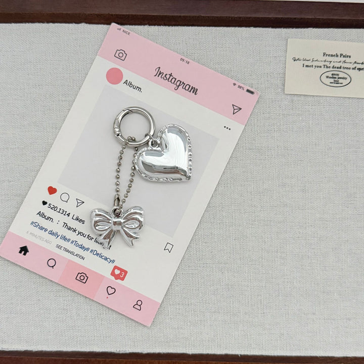 Heart-Shaped Charm Keychain with Bow Stornfield