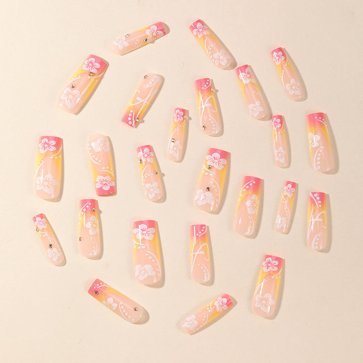 Floral-Themed Acrylic Nail Art Extensions Stornfield