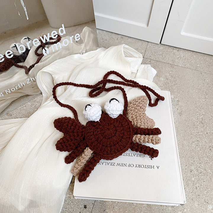 Crochet Crab-Shaped Crossbody Bag