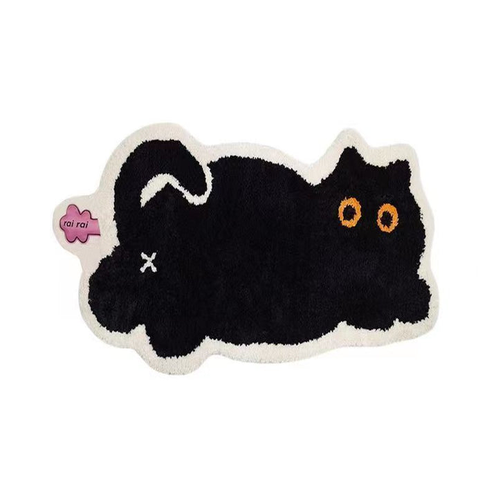 Cartoon Cat-Shaped Plush Bath Mat for Bathroom