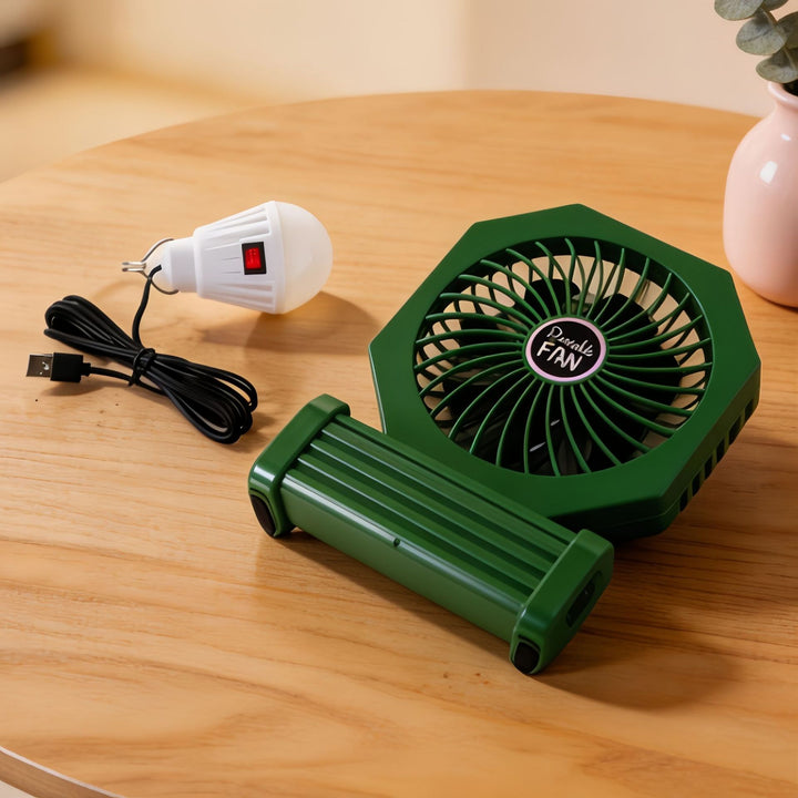 Ladies Portable Table Fan with USB Connection and an Elegant Wooden Base Stornfield