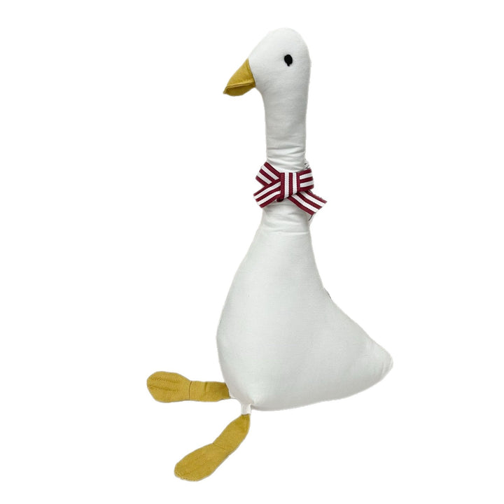 Oversized Linen-Style Goose Plush Pillow with Long Neck and Decorative Bow