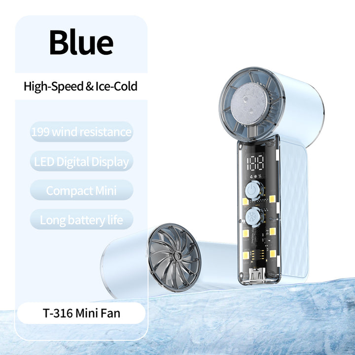 Women's nan compact rechargeable handheld cooling fan with LED real time display and multi-speed Stornfield