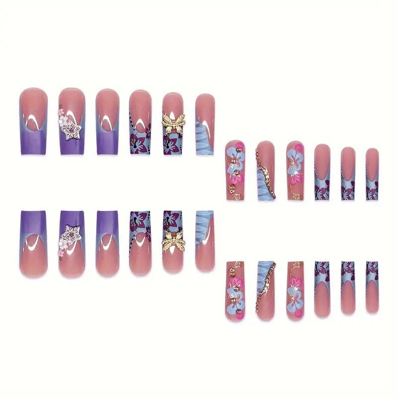 Artistic Decorative Floral Press-On Nail Extensions Stornfield