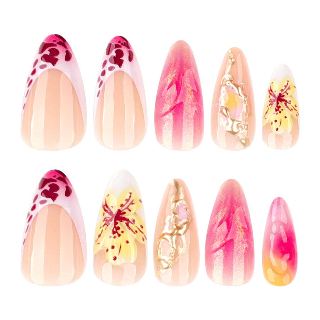 Artistic Nail Extensions with Flower and Ombre Design Stornfield