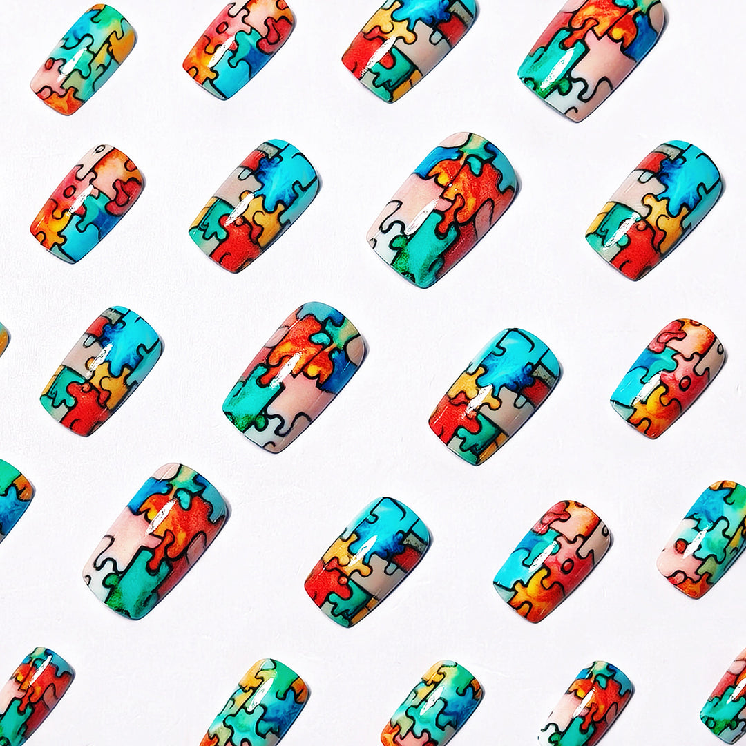 Art nails with creative puzzle pattern Stornfield