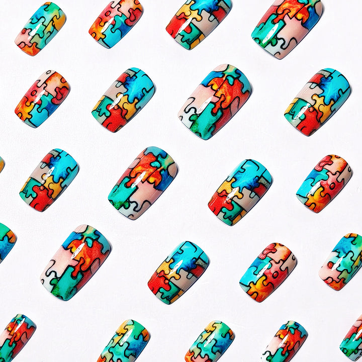 Art nails with creative puzzle pattern Stornfield