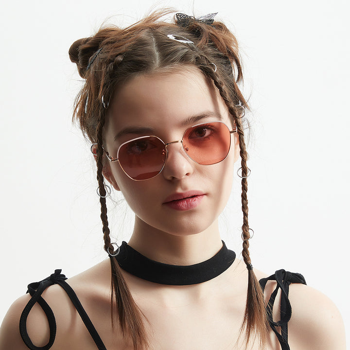 Women’s fashionable sunglasses with slim metal frame and blue lenses Stornfield