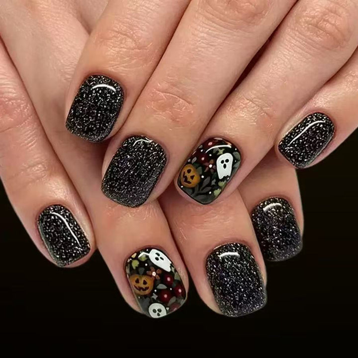Artificial nail set with Halloween motifs and glitter accents Stornfield